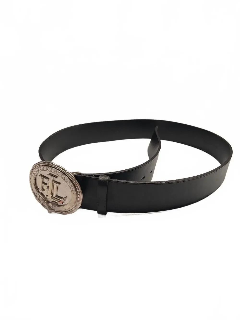 Lauren Ralph Lauren Genuine Leather Black Belt with Silver Buckle XL